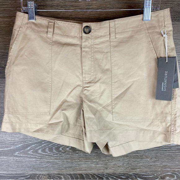 Nordstrom Signature Beige Patch Pocket Utility Shorts NWT Size 4 - Picture 2 of 7